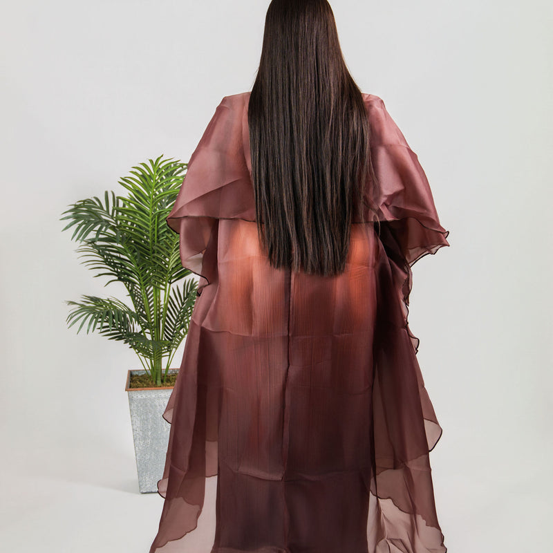 AMIE LUXE 2-PIECE SET– OMBRE PLEATED DRESS AND ORGANZA KIMONO