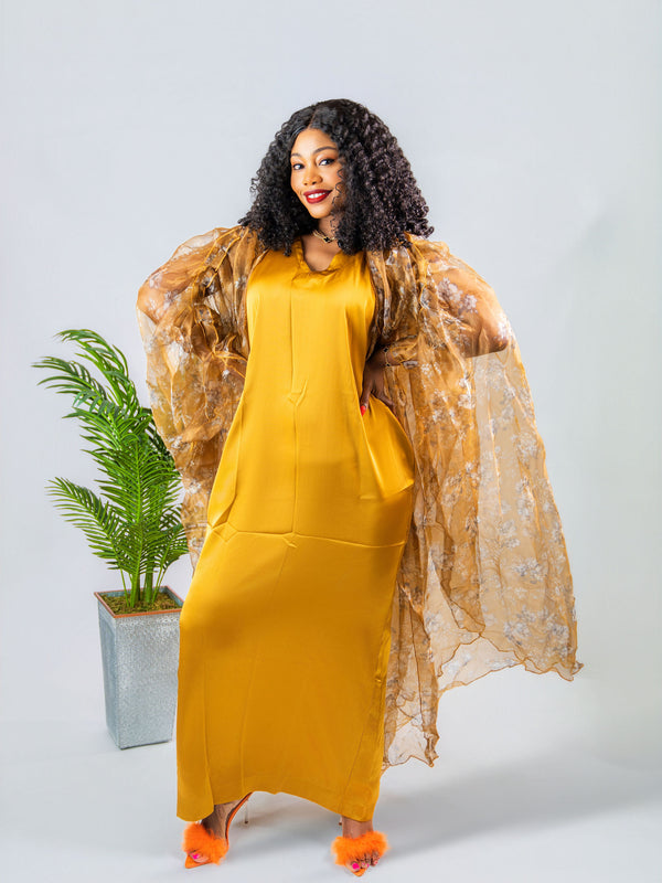 Zoya Luxe 2-Piece Set | Satin Slip Dress & Sheer Organza Kimono Jacket
