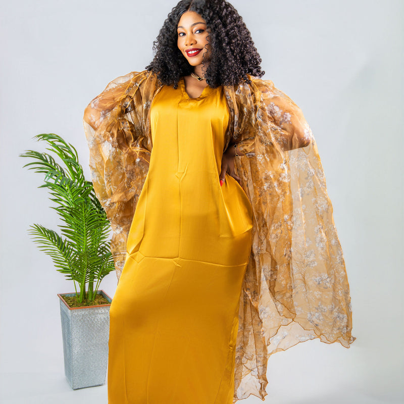 Zoya Luxe 2-Piece Set | Satin Slip Dress & Sheer Organza Kimono Jacket