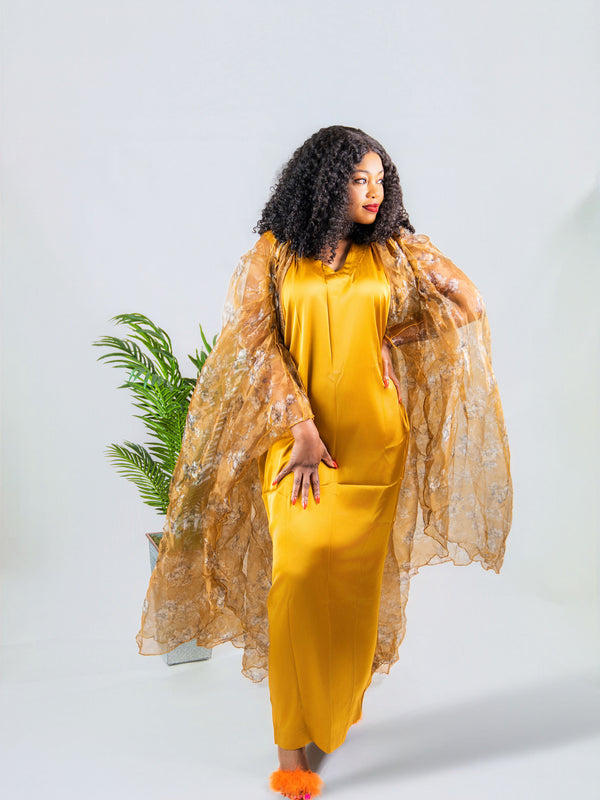 Zoya Luxe 2-Piece Set | Satin Slip Dress & Sheer Organza Kimono Jacket