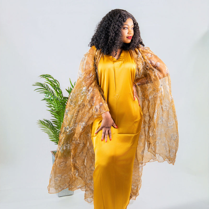 Zoya Luxe 2-Piece Set | Satin Slip Dress & Sheer Organza Kimono Jacket