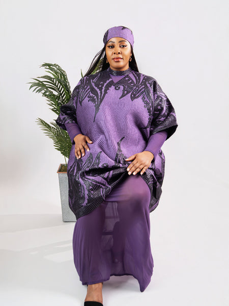 Enkay 2-Piece Brocade Set – Elegant 3D Textured Kaftan Top & Sheer Maxi Skirt | Aso Élan Luxury African Fashion