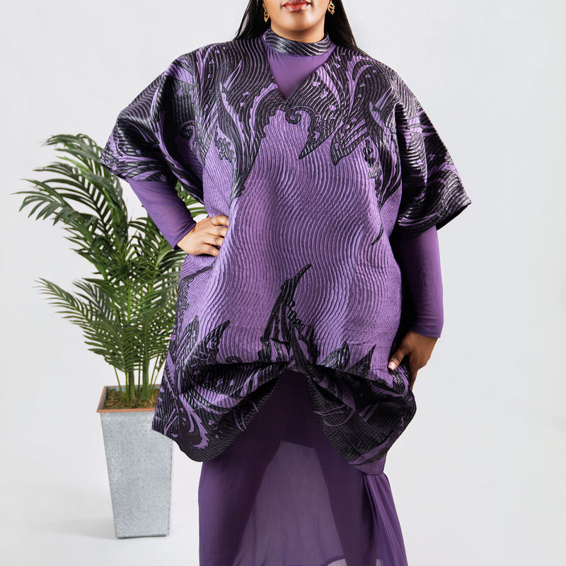 Enkay 2-Piece Brocade Set – Elegant 3D Textured Kaftan Top & Sheer Maxi Skirt | Aso Élan Luxury African Fashion