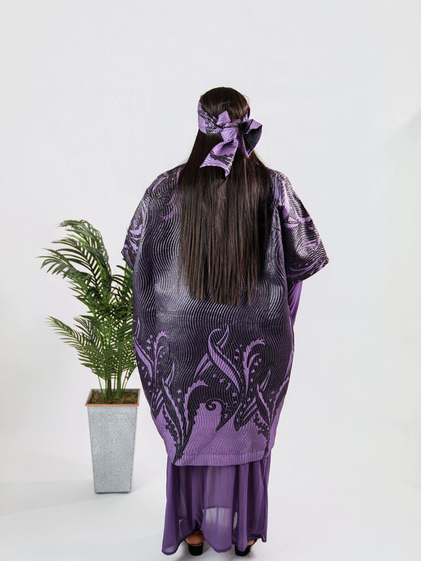 Enkay 2-Piece Brocade Set – Elegant 3D Textured Kaftan Top & Sheer Maxi Skirt | Aso Élan Luxury African Fashion