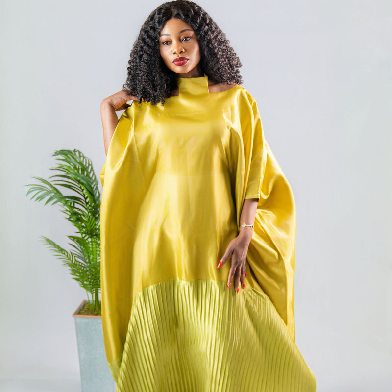 Solára Luxe Boubou – Liquid Organza Pleated Kaftan Dress | Aso Élan