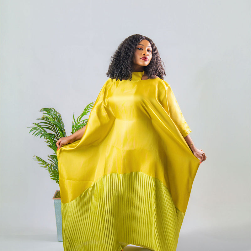 Solára Luxe Boubou – Liquid Organza Pleated Kaftan Dress | Aso Élan