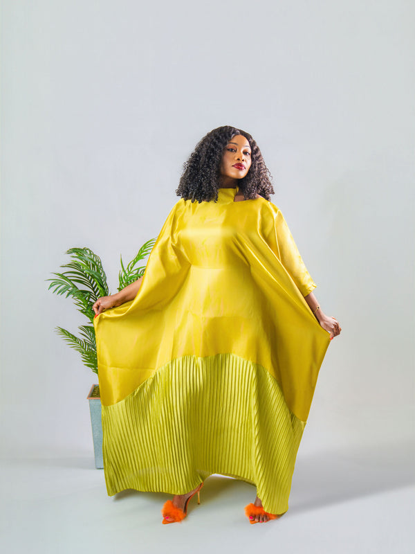 Solára Luxe Boubou – Liquid Organza Pleated Kaftan Dress | Aso Élan