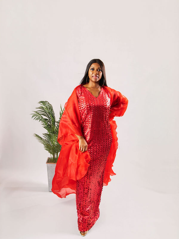 Nia Luxe Sequin Two-Piece Dress Set | Premium Sequin Maxi Dress & Organza Jacket – Aso Élan