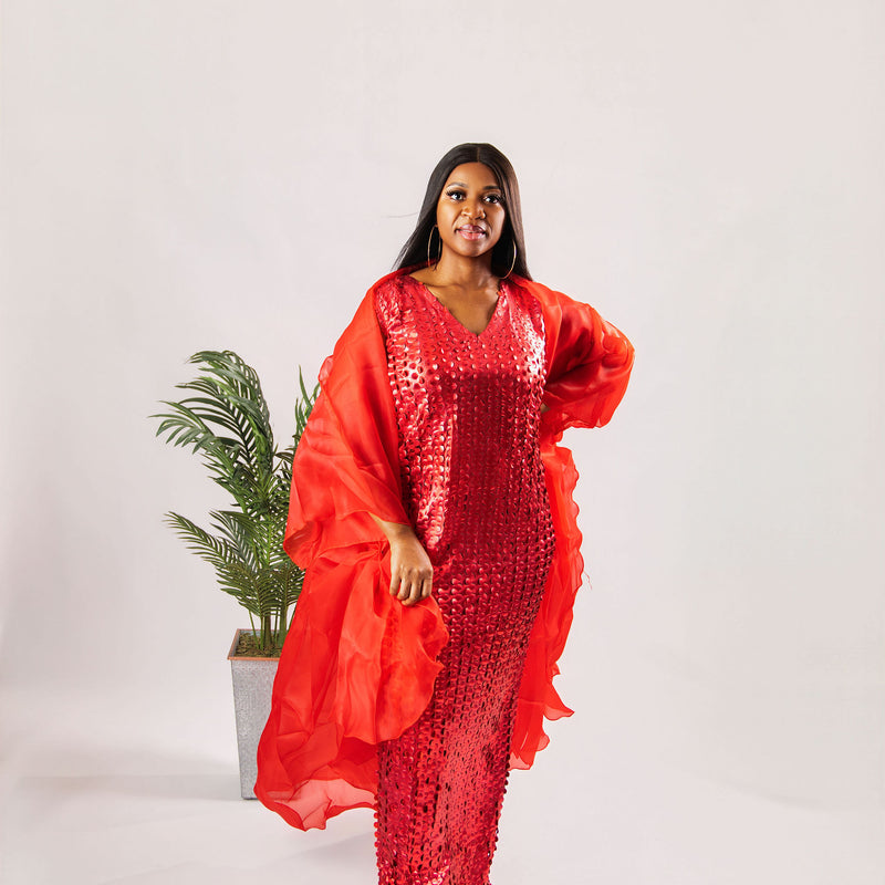 Nia Luxe Sequin Two-Piece Dress Set | Premium Sequin Maxi Dress & Organza Jacket – Aso Élan