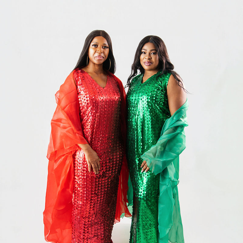 Nia Luxe Sequin Two-Piece Dress Set | Premium Sequin Maxi Dress & Organza Jacket – Aso Élan