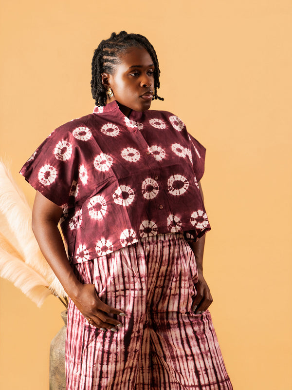 RENI ADIRE 2-PIECE SET | HANDCRAFTED ADIRE TOP & WIDE-LEG PANTS | ASO ÉLAN AFRICAN FASHION