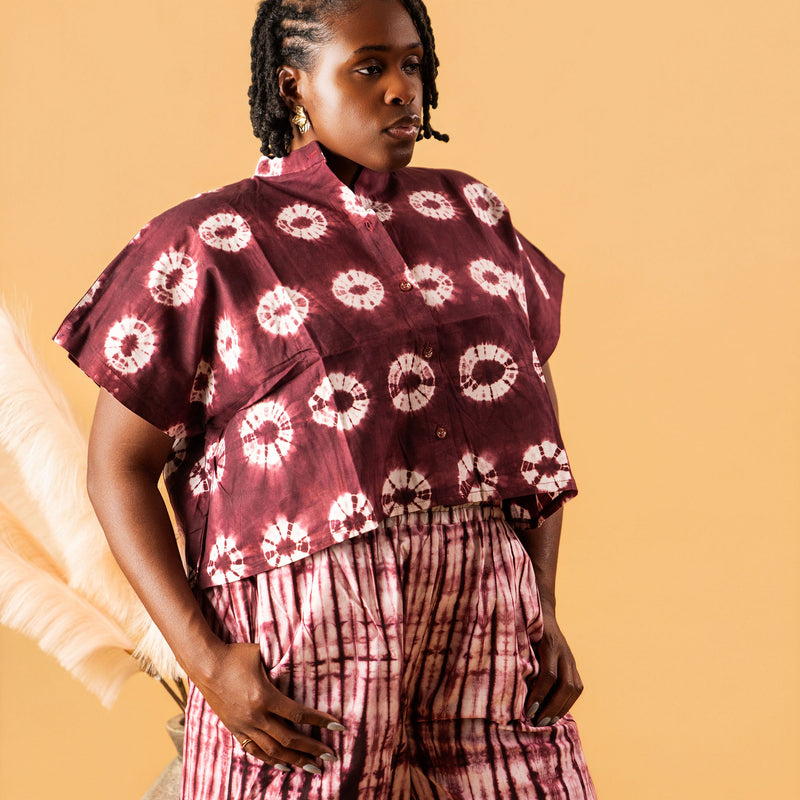 RENI ADIRE 2-PIECE SET | HANDCRAFTED ADIRE TOP & WIDE-LEG PANTS | ASO ÉLAN AFRICAN FASHION