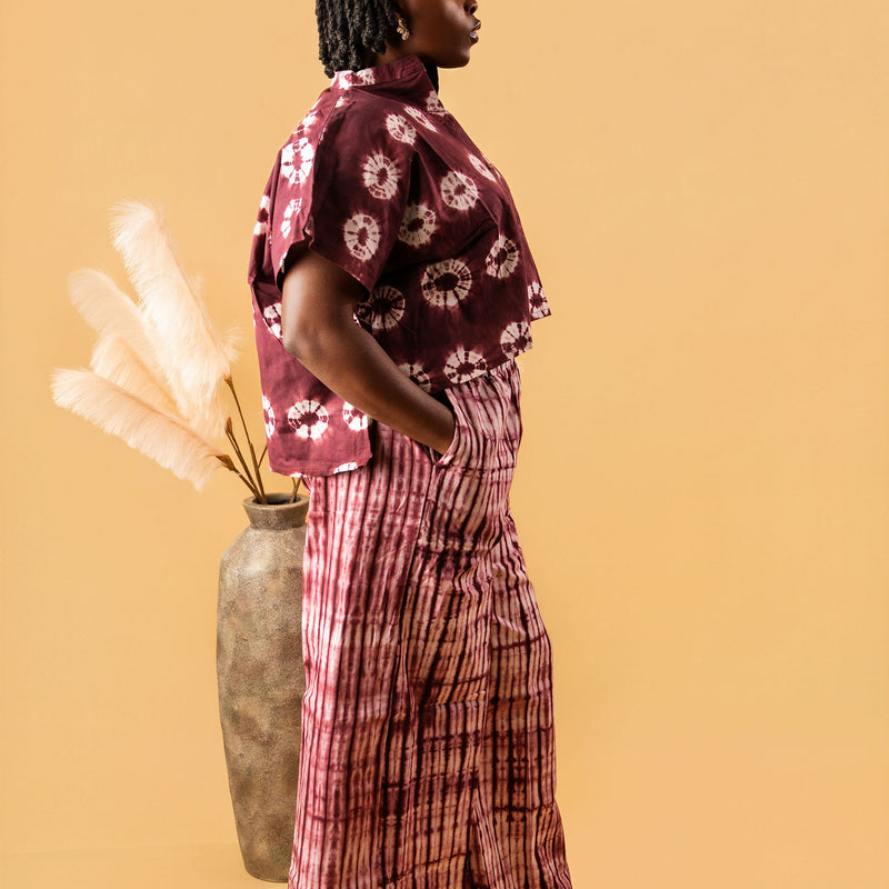 RENI ADIRE 2-PIECE SET | HANDCRAFTED ADIRE TOP & WIDE-LEG PANTS | ASO ÉLAN AFRICAN FASHION