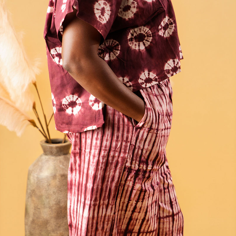 RENI ADIRE 2-PIECE SET | HANDCRAFTED ADIRE TOP & WIDE-LEG PANTS | ASO ÉLAN AFRICAN FASHION