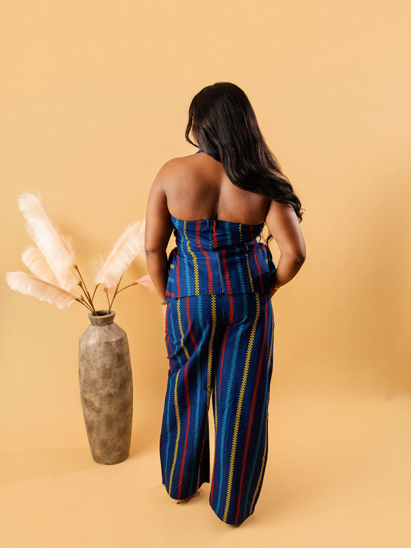 Miwa Ankara Two-Piece Set – Halter Top & Wide-Leg Pants | African Print Co-Ord