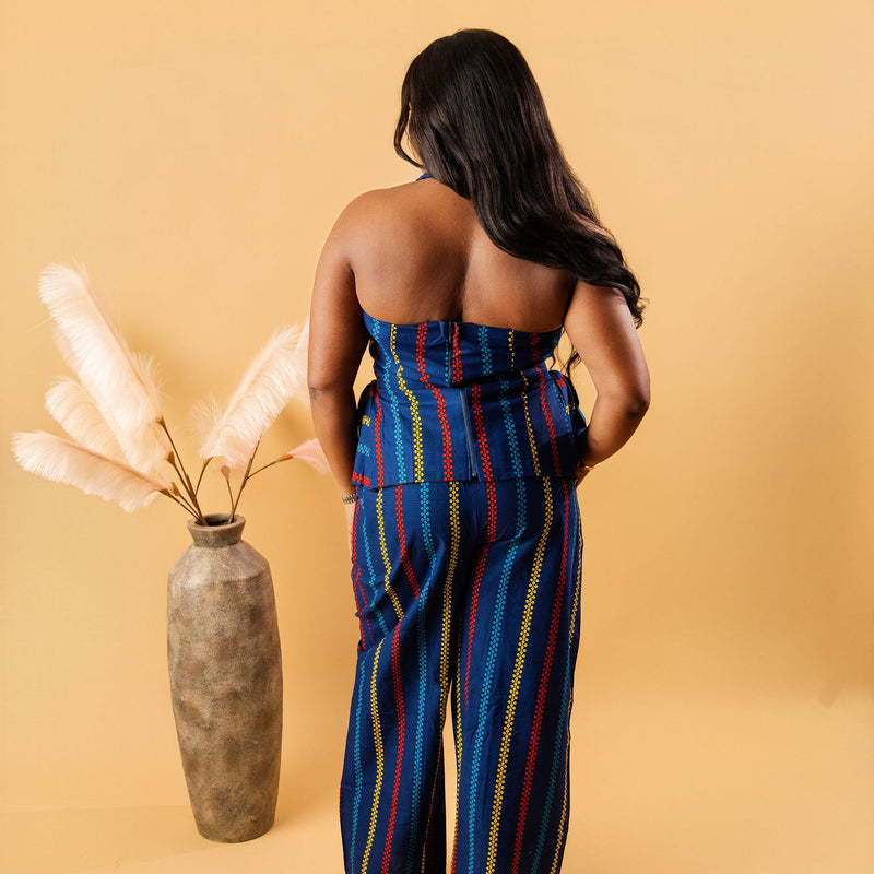 Miwa Ankara Two-Piece Set – Halter Top & Wide-Leg Pants | African Print Co-Ord