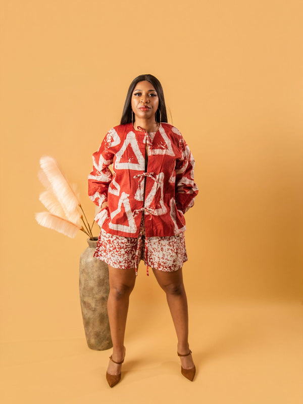 Kehinde Adire Co-Ord – Handcrafted Tie-Dye Jacket & Shorts Set | Aso Élan