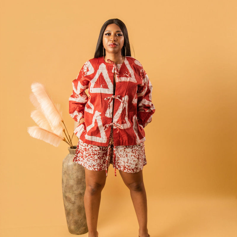 Kehinde Adire Co-Ord – Handcrafted Tie-Dye Jacket & Shorts Set | Aso Élan