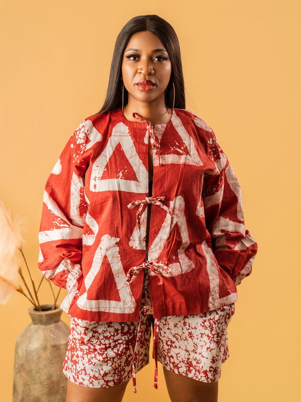 Kehinde Adire Co-Ord – Handcrafted Tie-Dye Jacket & Shorts Set | Aso Élan