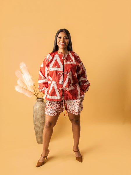 Kehinde Adire Co-Ord – Handcrafted Tie-Dye Jacket & Shorts Set | Aso Élan