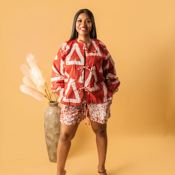 Kehinde Adire Co-Ord – Handcrafted Tie-Dye Jacket & Shorts Set | Aso Élan