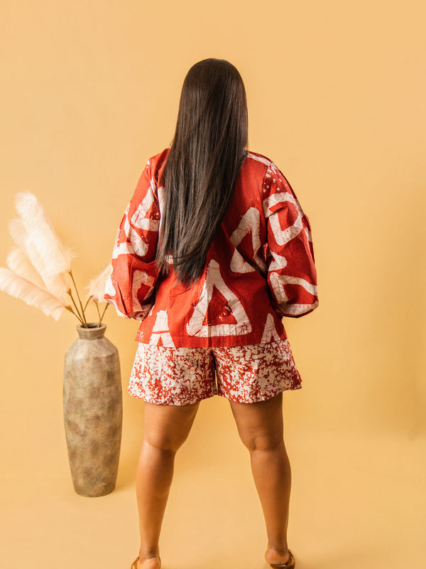 Kehinde Adire Co-Ord – Handcrafted Tie-Dye Jacket & Shorts Set | Aso Élan