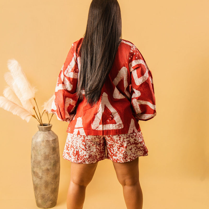 Kehinde Adire Co-Ord – Handcrafted Tie-Dye Jacket & Shorts Set | Aso Élan