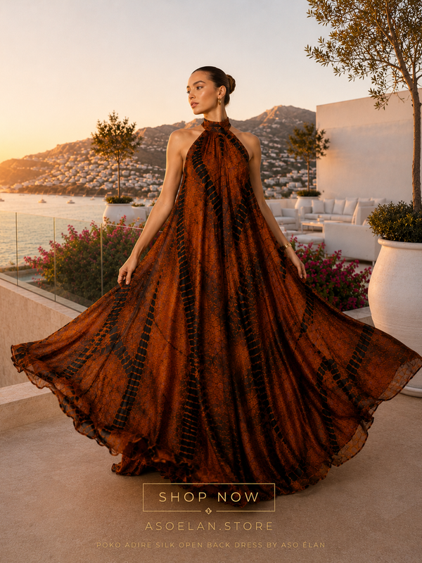Poko Adire Silk Open Back Dress