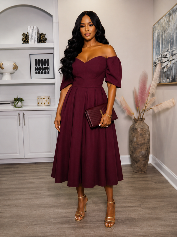 Hilda Off-The-Shoulder Midi Dress