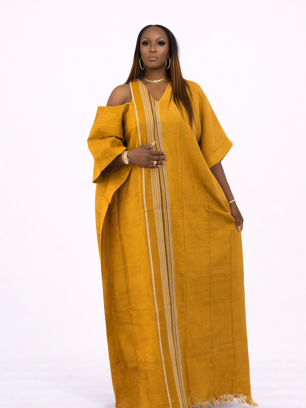 ABY Patch Flowy Kaftan Dress – 54” Luxe Boubou | African Aso Oke Statement Kaftan