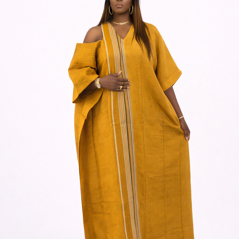 ABY Patch Flowy Kaftan Dress – 54” Luxe Boubou | African Aso Oke Statement Kaftan