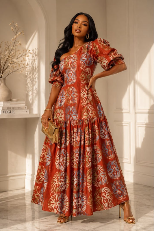 Zeena Adire Cotton Midi Dress
