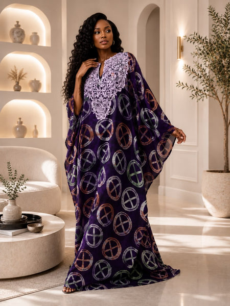 Ola Adire Luxe Kaftan | Flowy African Print Dress
