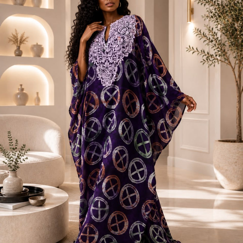 Ola Adire Luxe Kaftan | Flowy African Print Dress