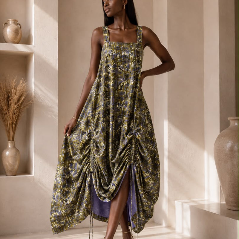 GINNIE ADIRE DRAW STRING DRESS