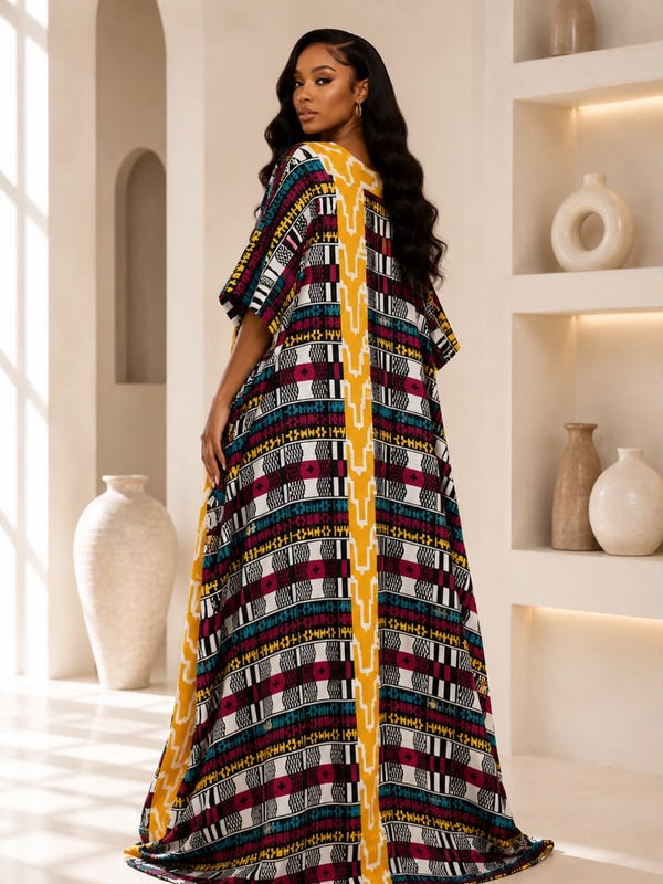 Vikky Adire Kaftan Maxi Dress