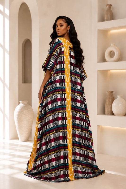 Vikky Adire Kaftan Maxi Dress