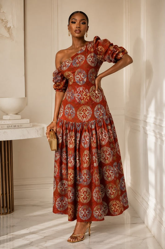 Zeena Adire Cotton Midi Dress
