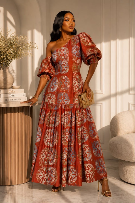 Zeena Adire Cotton Midi Dress