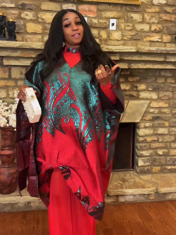 Enkay 2-Piece Brocade Set – Elegant 3D Textured Kaftan Top & Sheer Maxi Skirt | Aso Élan Luxury African Fashion product image