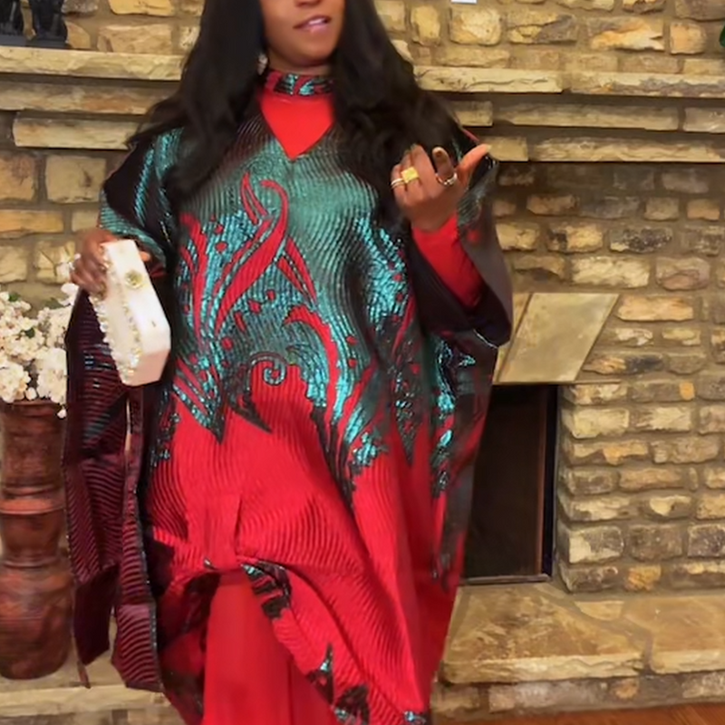 Enkay 2-Piece Brocade Set – Elegant 3D Textured Kaftan Top & Sheer Maxi Skirt | Aso Élan Luxury African Fashion