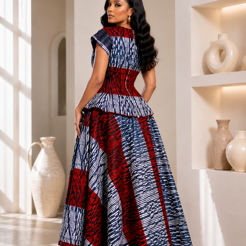 Adanna Ankara 2-Piece Tiered Skirt & Top Set