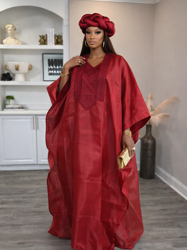 Nafisa Luxe 2-Piece Organza Kaftan Set – Luxury African Boubou & Inner Dress | Elegant Statement Wear