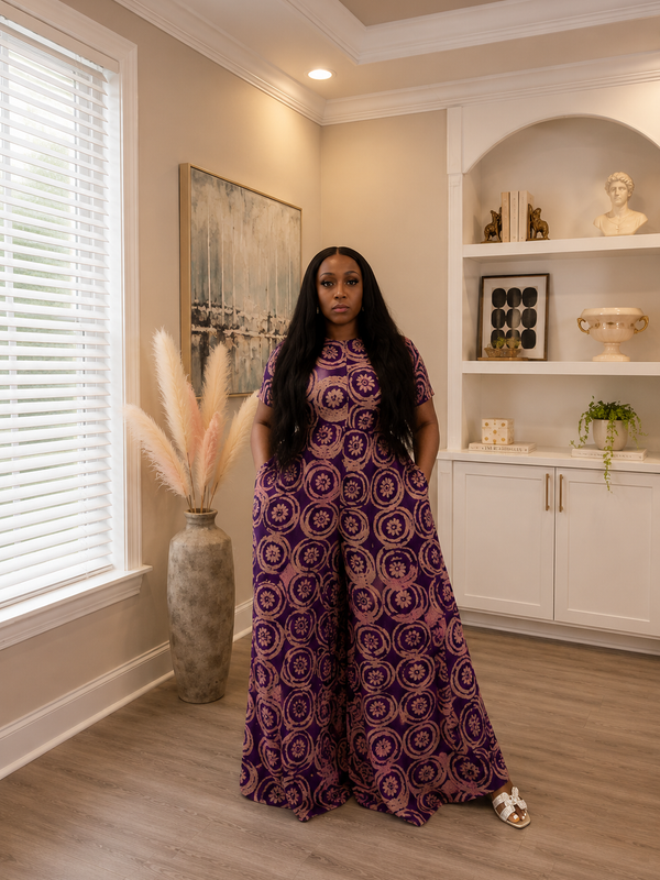 Lola Adire Wide Leg Flowy Jumpsuit- Aso Elan