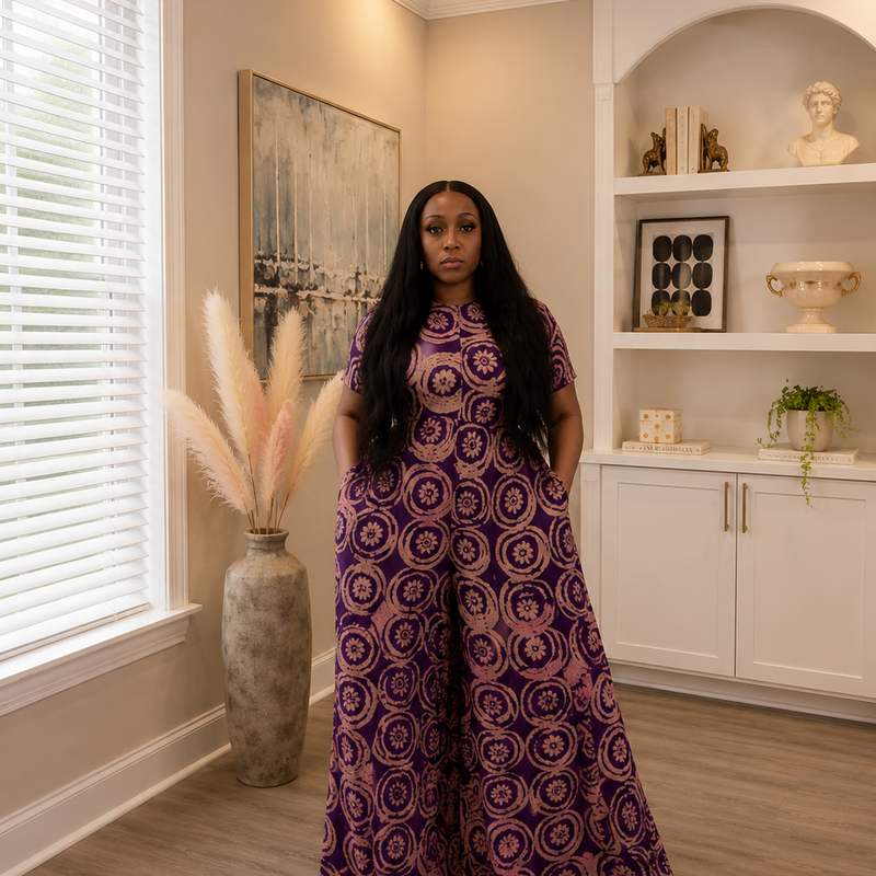Lola Adire Wide Leg Flowy Jumpsuit- Aso Elan