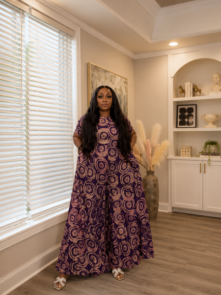 Lola Adire Wide Leg Flowy Jumpsuit- Aso Elan