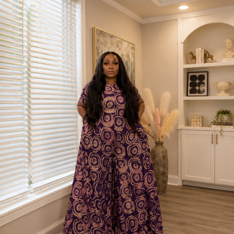 Lola Adire Wide Leg Flowy Jumpsuit- Aso Elan