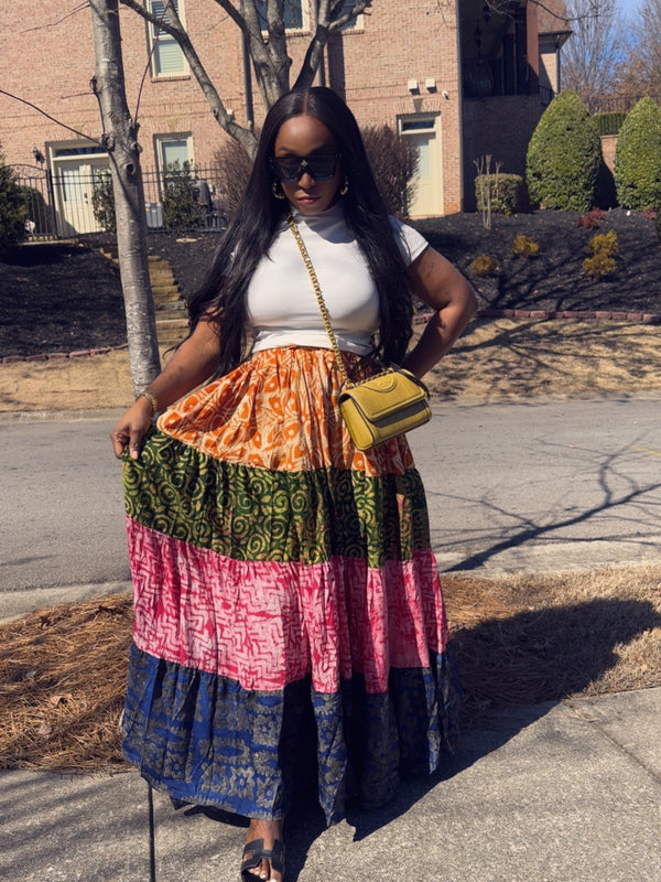 Lamba Adire Patch skirt