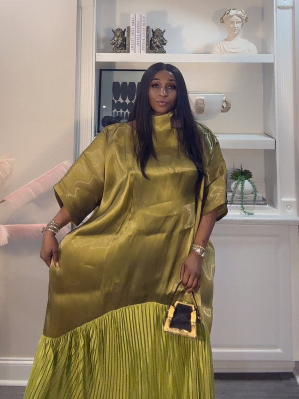 Solára Luxe Boubou – Liquid Organza Pleated Kaftan Dress | Aso Élan