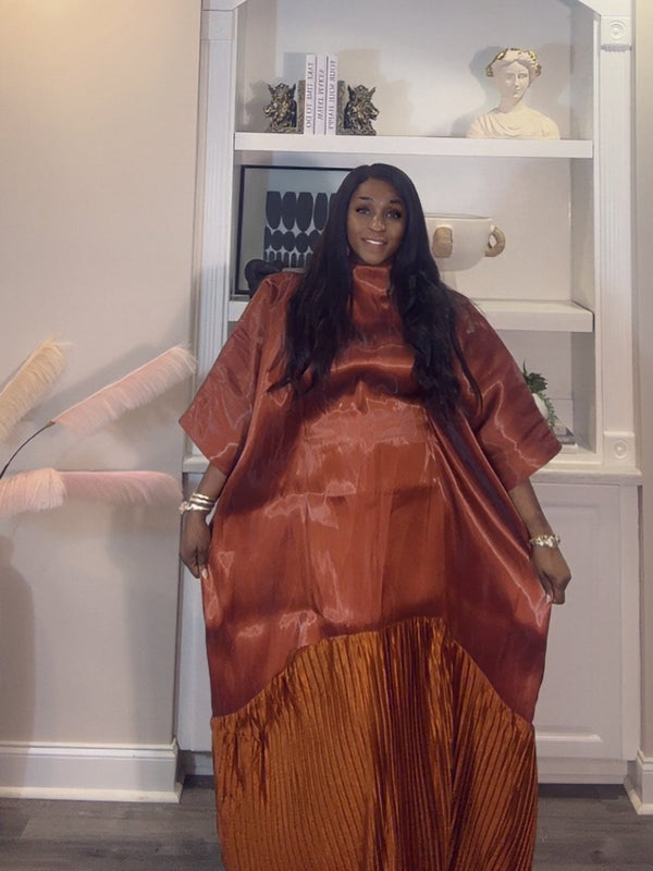 Solára Luxe Boubou – Liquid Organza Pleated Kaftan Dress | Aso Élan
